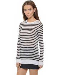 Alexander Wang T By Striped Rayon Linen Tee