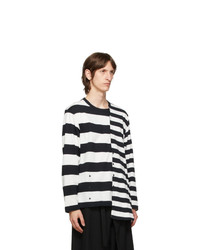 Yohji Yamamoto White And Black Striped Long Sleeve Shirt