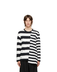 Yohji Yamamoto White And Black Striped Long Sleeve Shirt