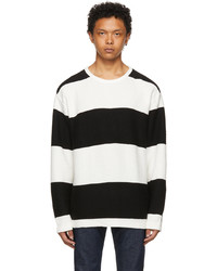 Levi's Made & Crafted White Black Stripe Textural Long Sleeve T Shirt