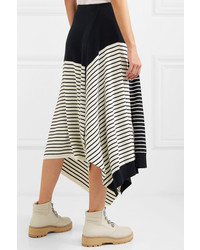 JW Anderson Asymmetric Striped Wool Blend Skirt
