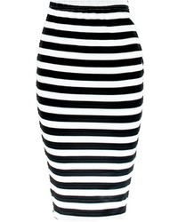 Boohoo Harper Monochrome Stripe Super Stretch Midi Skirt