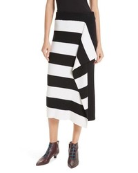 Tibi Origami Flap Stripe Midi Skirt