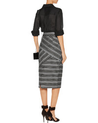 Milly Striped Cotton Blend Midi Skirt
