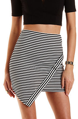 Charlotte Russe Striped Asymmetrical Mini Skirt | Where to buy ...