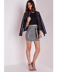 Missguided Contrast Side Panel Striped Mini Skirt White