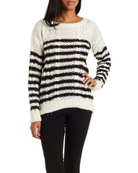 Charlotte Russe Striped Cable Knit Pullover Sweater
