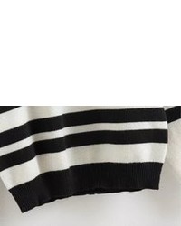 Dropped Shoulder Seam Striped Sweater
