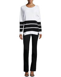 J Brand Jeans Aliso Long Sleeve Triple Stripe Sweater Whiteblack