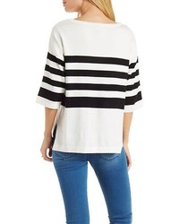 Quarter Sleeve Striped Sweater Top