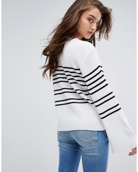 Boohoo Stripe Wide Sleeve Sweater