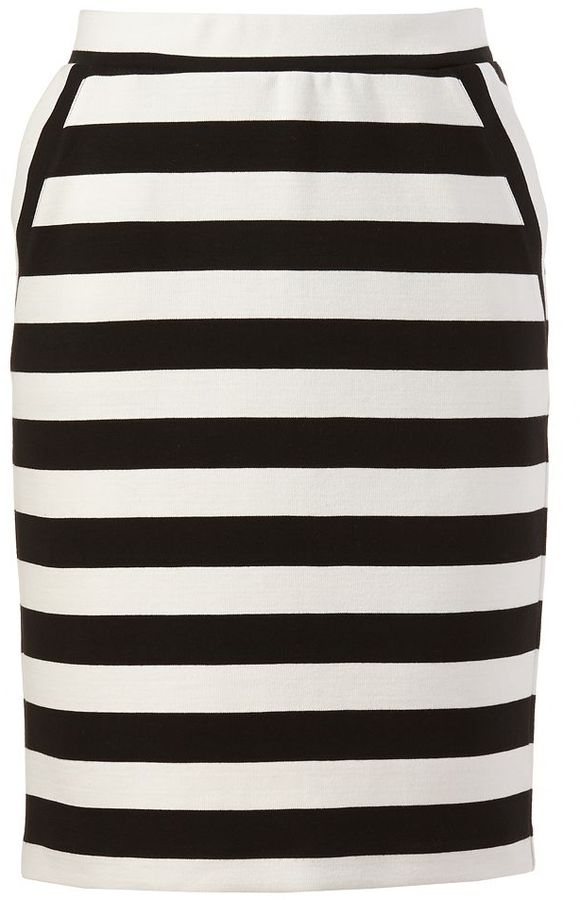 Elle Tm Striped Ponte Pencil Skirt, $44 | Kohl's | Lookastic