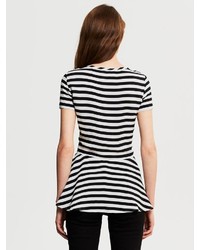 Black and white store striped peplum top