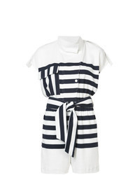 White and Black Horizontal Striped Playsuit