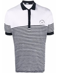 Karl Lagerfeld Logo Print Striped Polo Shirt