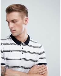 New Look Polo Shirt With Triple Stripes In White