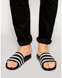 White and Black Horizontal Striped Sandals