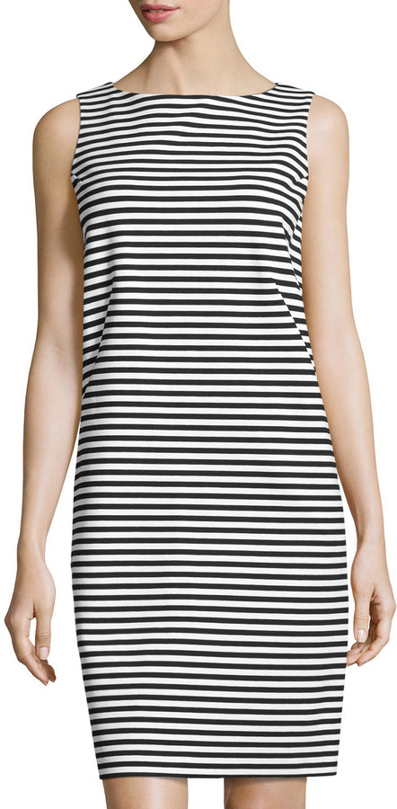black and white striped shift dress
