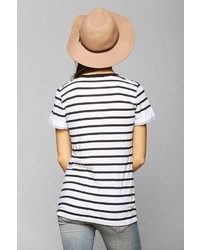 Truly Madly Deeply Button Stripe Crew Neck Tee