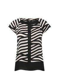 M&Co Striped Short Sleeve Shell Top Black 20
