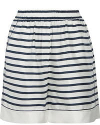 Dolce & Gabbana Striped Silk Twill Shorts White