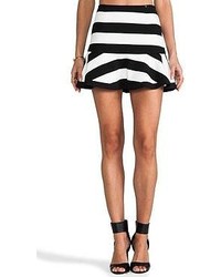 White and Black Horizontal Striped Skater Skirt