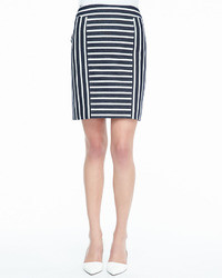 White and Black Horizontal Striped Skirt