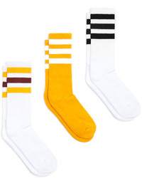American Apparel Stripe Calf High White Sock