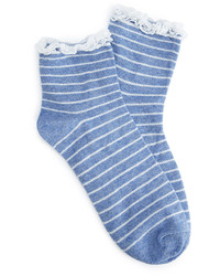 Forever 21 Striped Lace Trim Socks