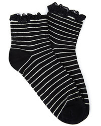 Forever 21 Striped Lace Trim Socks