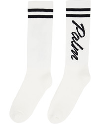 Palm Angels White Striped Logo Socks