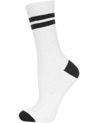 Topshop White Two Stripe Ankle Socks
