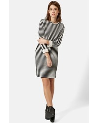 White and Black Horizontal Striped Sweater Dress