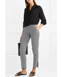 Allude Striped Wool And Cashmere Blend Pants
