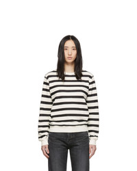 White and Black Horizontal Striped Sweatshirt