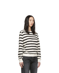 Saint Laurent Off White And Black Striped Marine Sweatshirt