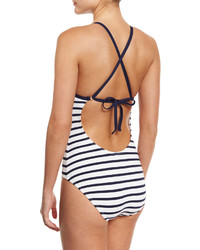 Tommy Bahama High Neck Striped One Piece Swimsuit