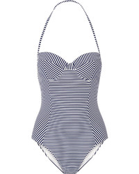 Tory Burch Striped Swimsuit Navy