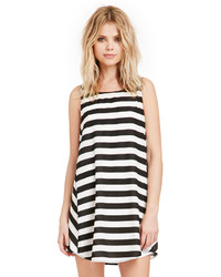 White and Black Horizontal Striped Swing Dress