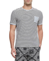 White and Black Horizontal Striped T-shirt