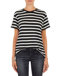 White and Black Horizontal Striped T-shirt