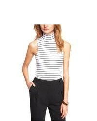 Express Striped Mock Neck Cut Out Tank White Small