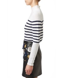 Topshop Unique Broadwick Stripe Funnel Neck Sweater