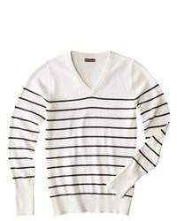 Merona V Neck Striped Pullover Sweater White Sandblack Xxl