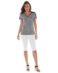 Chaps Striped V Neck Tee