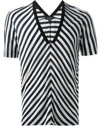 White And Black Horizontal Striped V Neck T Shirts For Men Men S