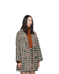 RED Valentino Black And Red Check Tweed Coat