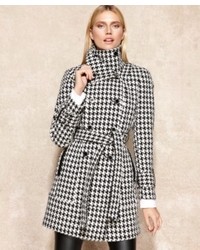 Calvin Klein Houndstooth Wool Blend Trench Coat