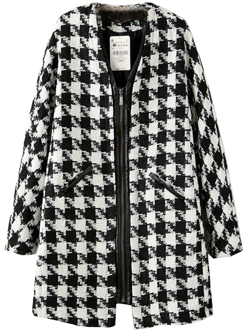 Girls black white bold print coat