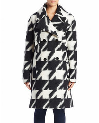 7 For All Mankind Houndstooth Wool Blend Coat